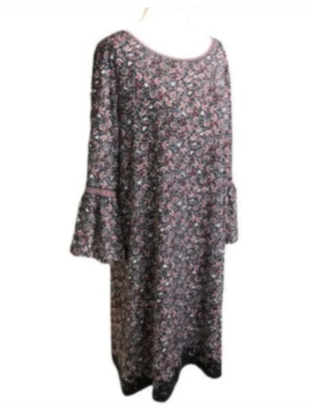 Max Studio Black & Red Floral Print Boho Dress Large
